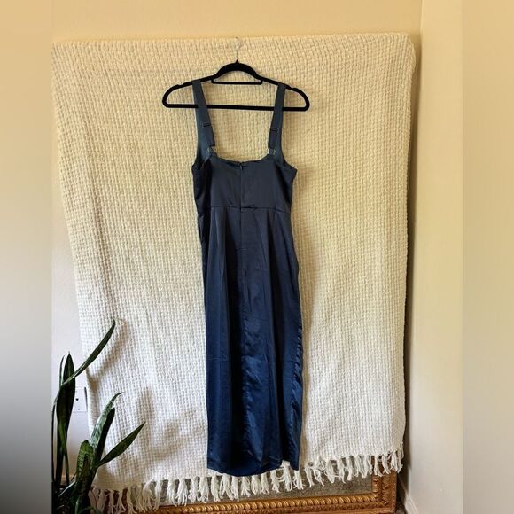 KRISTIN KNOTTED WAIST SPLIT MIDI DRESS NAVY✨ - Picture 5 of 7